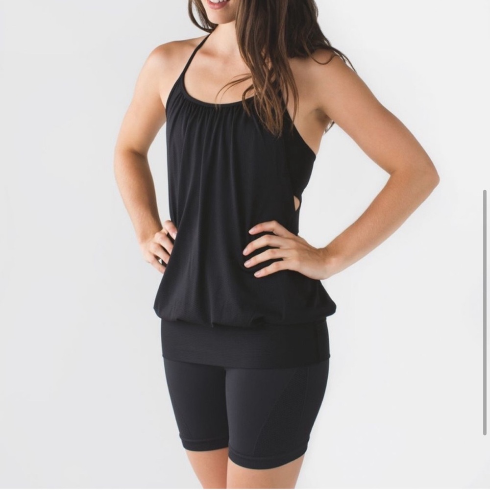Lululemon No Limits Black on Black Racerback Tech Running Tank